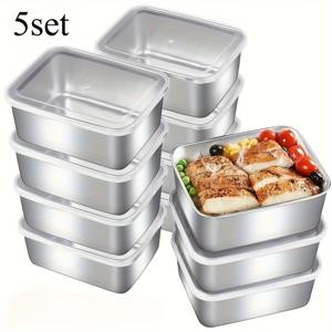 TEMU 스테인리스 스틸 식품 보관 용기 12/5pcs 세트, 주방 도구 키트, 벤토 상자, 수동 뚜껑, 손세척 가능, 식사 준비 및 야외 피크닉에 적합, 다양한 식품 냉장고 보관, 식사 필수품, 식품 보관 용기!|냉장고|김치냉장고|쌀냉장고