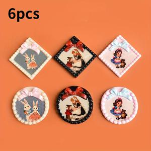 TEMU 6pcs, 미니어처 풍경 창의적인 귀여운 미니 장식 그림, 매지 레트로 활 인형 집 벽 장식 그림, DIY 수제 키체인 펜던트 등, 미니 씬 사진 프레임 장식품, 요정 이야기 공주 토끼 패턴, 파티 축제 소형 선물