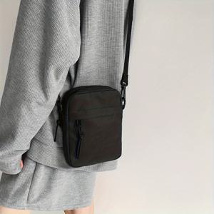 TEMU 여성용 나일론 크로스바디 백, 단색 어깨 가방 조절 가능한 스트랩과 지퍼 클로저