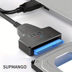 TEMU LDPCSJ USB 3.0 to SATA 케이블, 2.5인치 외장 HDD SSD 어댑터 호환, SATA to USB 하드 드라이브 어댑터 케이블, Seagate 및 WD 2.5 & 3.5인치 HDD/SSD용, 최대 6Gbps 지원, SATA III 22핀 변환기