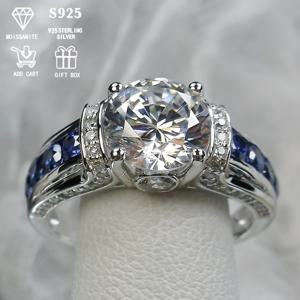 TEMU 약 6.1g 저자극성 s925 순은 2캐럿 모이사나이트 궁전 스타일 여성용 반지, 고급 연회 및 파티용 고급 선물 상자 포함