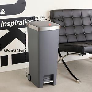 TEMU 대용량 바퀴 달린 , 45L/11.89 미국 갤런 페달 모드 , 주방 욕실 거실 침실에 적합한 가정용 상업용 , 주방 거실 침실 정리함 전체 수납 버킷|쓰레기통