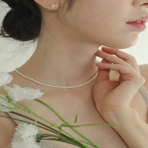 [모던라이크] Silver 925 화이트 핵진주 목걸이 2mm