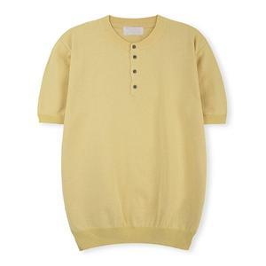 [리빌모아]남자 린넨 헨리넥 포멀 라운드 반팔 니트 SG5 KNH Q018 레몬_P392800100