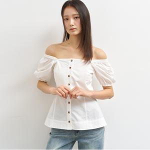 WOMAN 스퀘어넥 코튼 페플럼 블라우스 [WHITE] / WBE2L03523