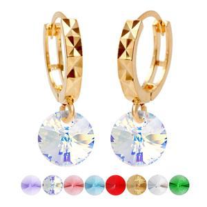 스와로브스키 크리스탈(8컬러 택1) 14K 각컷팅 원터치 귀걸이 gold-pin 골드