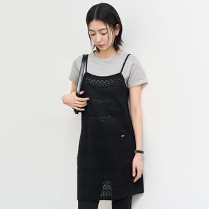 WOMAN 크로셰 롱 레이어드 니트 탑 [BLACK] / WBE2L05529