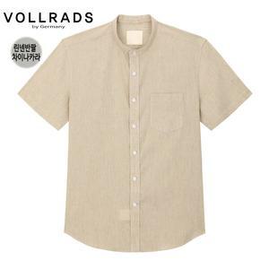 [폴라츠옴므]VOLLRADS폴라츠 린넨혼방 반소매 차이나카라 베이지셔츠