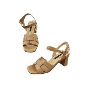 [세라] (2color) 굽 6cm  소가죽 스퀘어토  여성 발목 스트랩 샌들 a24s007