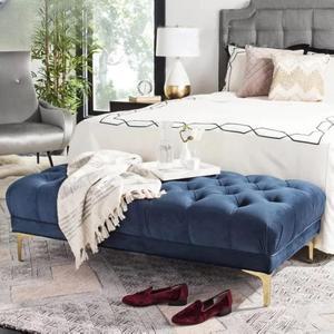 베드벤치 침대 벨벳 풋스톨 사이드 01 60x45x40cm 패브릭 북유럽 연회색 풋스툴