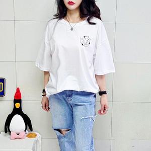 (국산면원단/국내자체생산) T1056 남녀공용 묵찌빠 앞뒤나염 오버핏 반팔 티셔츠 20대30대여성의류