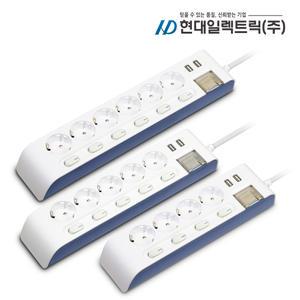 국산 멀티탭 16A USB 2포트 개별 멀티 콘센트 접지 4구 5구 6구 1.5m 3m 하이탭