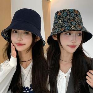 은창)양면 플라워 리버서블 벙거지 면 모자 가을 겨울
