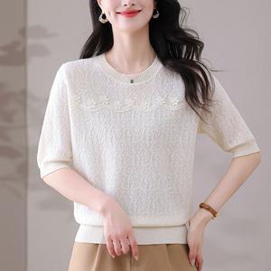 여자여름셔츠 여름 자가드 상의 니트 멋쟁이 쿨링 반팔 티셔츠 옷 카디건 ible2