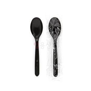 고강도 일회용 숟가락 CI 170mm 완전 개별포장 500개 검정