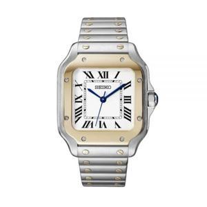 Seiko 세이코 [세금포함] [정품] 커스텀 시계 NH35 38mm Santos Two-tone Mod w/ 화이트 다이얼 패션시계