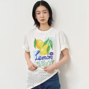 WOMAN 후르츠 루즈핏 반팔티 [WHITE LEMON] / WBE2L01537