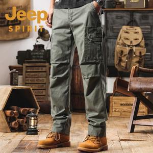 JEEP SPIRIT 여름 남자 조거 카고팬츠 빅사이즈 멀티 포켓 바지