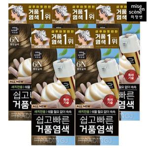 미쟝센 올뉴 쉽고빠른 거품 염색약 6n 밝은갈색 x5 버블 새치커버