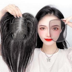 인모가발 여자 부분 손뜨개질 자연 헤어피스 여성정수리 숱보충 볼륨효과  벨벳자이언트얀무료