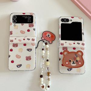 갤럭시 Z플립6 Z플립5 Z플립4 Z플립3 케이스 곰돌이 캐릭터 그립 톡홀더 비즈 스트랩 힌지보호 하드 커버