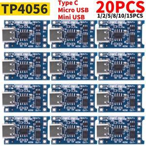 1-20개 타입-c/마이크로/미니 USB 5V 1A 18650 TP4056 리튬 배터리 충전기 모듈 보드 이중 기능