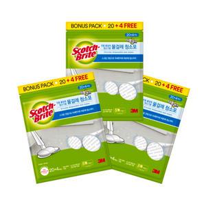 3M 무선 물걸레 청소기용 원형 청소포 150mm 24매 3개