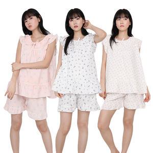 핑크존 엠보싱 프릴 카라 민소매 잠옷세트 E5 여성용