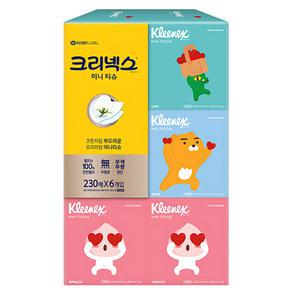 officeseller 크리넥스 카카오 미니 곽티슈 천연펄프 갑티슈 (230장) [6곽세트]