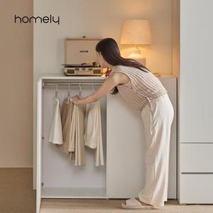 홈리 심플리 화이트 E0 엠보시트 키높은 선반 수납장 600 +옷봉