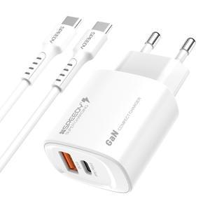[스피디]Gan PD25W PPS C타입 2포트 초고속 충전기(+CtoC 1.2m 케이블)