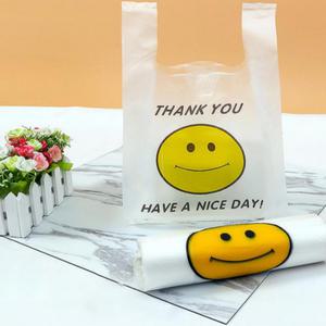 스마일 반투명 손잡이 포장 비닐 봉투 봉지 100매 20x28.5cm 선물 배달 쿠키 빵 포장용 봉투