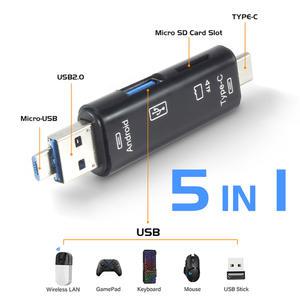 TYPE C 표준 USB 3.0 마이크로 TF 카드 미니 리더기 5 IN 다기능 PC 노트북 측면용 흰색 스트레치