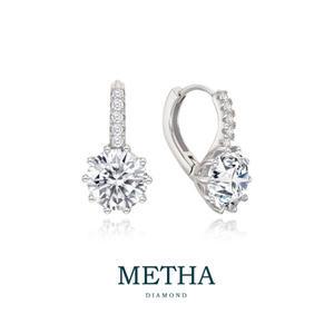 메타다이아몬드 실버925 2캐럿 모이사나이트 원터치 귀걸이 1종(총 4.0ct)