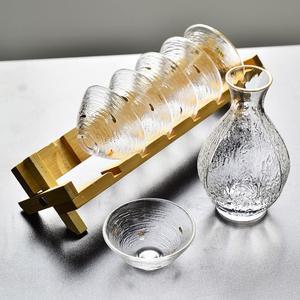심플 사케잔 소주잔 사케 도쿠리 레드 동심 벚꽃 모던 6잔 곡물 세로 홈바 set 유리컵