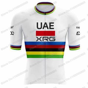 2025 UAE 팀 사이클링 저지 반팔 세계 챔피언 Tadej Poga ar 의류 남성 도로 자전거 셔츠 탑