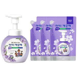 아이깨끗해 항균폼 핸드솝 용기 250ml 1개+ 리필 200ml 3개 블루밍퍼플 거품형 손세정제 핸드워시