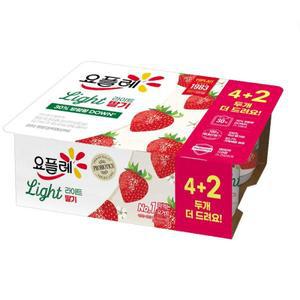 빙그레 요플레 라이트 딸기 80g 6입 x 6개 총36개 떠먹는 요구르트