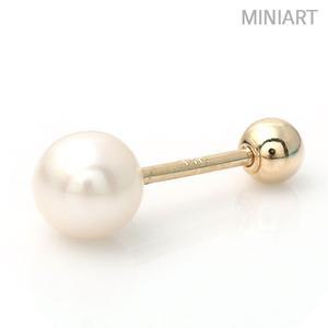 14K GOLD 5mm 진주 금 피어싱 귀걸이