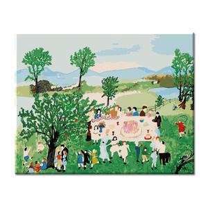 모모픽스페인팅 유화그리기세트 물감 2배 J77 그랜드마 모지스 생일케이크 50x40 유화 그림 명화 붓 세트