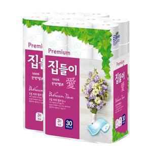무형광 천연펄프 집들이애 화장지 3겹 30m 30롤 x2팩 외 50g 아기물티슈 100매x20팩