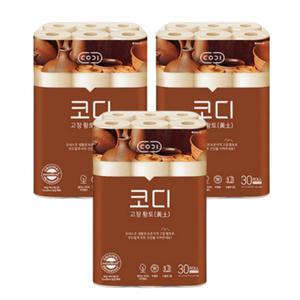 코디 고창 황토 3겹 화장지 휴지 30m 30롤 x 3팩