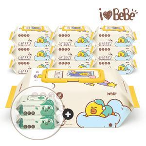 아이러브베베 레이온100% 75g 드림프렌즈 샐리 77매 10팩 캡형+휴대용 2팩 아기물티슈