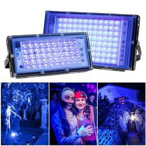 LED 분위기 투광등, 형광 파티 무대 극장, 보라색 조명, 365nm UV 경화 50 W, 100 최신