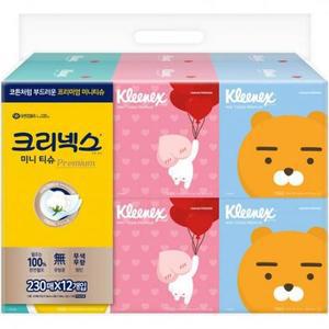 크리넥스 카카오 미니티슈 프리미엄 2겹 230매 × 12개