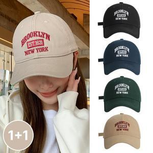 [2개세트] BROOKLYN 자수 볼캡 얼굴작아보이는 커플 대두볼캡 빅사이즈 야구 모자