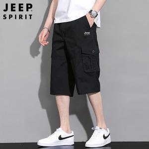 JEEP SPIRIT 남성용 작업복 멀티포켓 반바지 여름 캐주얼 작업복 7부 팬츠
