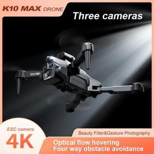 2025 K10 Max Drone 4K 광학 흐름 포지셔닝 고화질 3 카메라 전문 항공 사진 Foldable Quadcopter