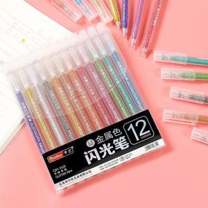 반짝이 젤펜 12색세트(1.0mm)/캘리그라피/펜/멀티/팬/붓/데코/켈리/컬러/칼라/디자인/젤볼펜/고급볼/글리터