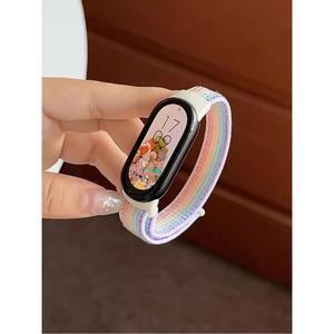 Xiaomi Mi Band 9 8 스트랩 용 나일론 루프 NFC SmartWatch 손목 밴드 Correa 교체 스포츠 펄스 라 Miband 7 6 5 4 3 팔찌